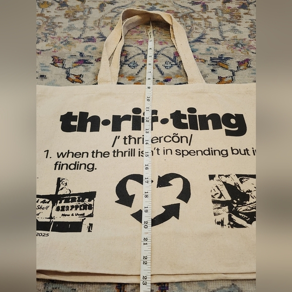 NWOT Thrill Canvas Tote Bag Cream - Picture 4 of 5
